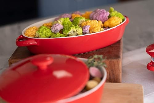 Miniatura 5 de 10 Strawberry Street Sienna Oval - Juego de utensilios para hornear, 13 y 10.5 pulgadas, color rojo