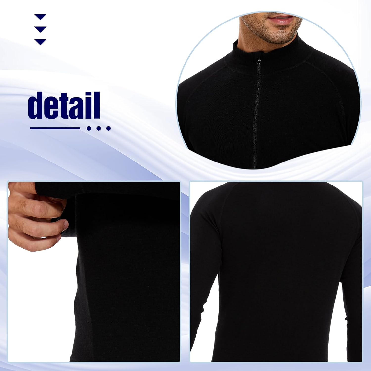 MERINNOVATION Merino Wool Base Layer for Mens - Wool Half Zip Sweater Long Sleeve Midweight Quarter Zip Thermal Men Shirt - Image 2