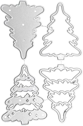 Miniatura 2 de hinana Juego de 4 troqueles de metal para árbol de Navidad, troqueles de corte de árbol de Navidad, plantillas para bricolaje álbumes de recortes