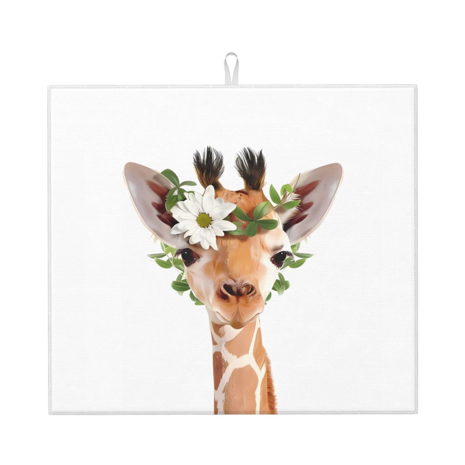 WHJSSF Giraffe Prints Kitchen Drying Mat - Absorbent Dish Drying Throw with Colorful Prints, Quick-Dry Countertop Layer for Dishes & Appliances - Non-Slip & Foldable