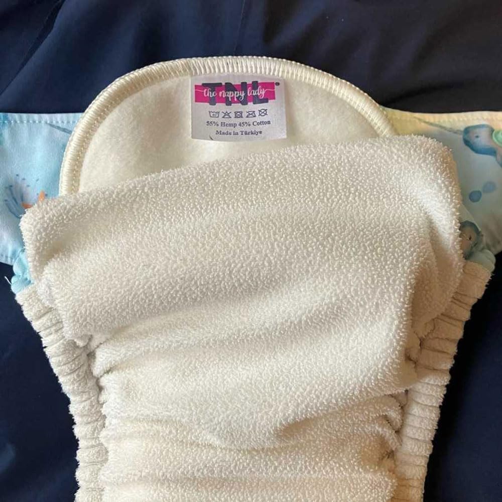 The Nappy Lady Hemp Bum Booster, White, Cotton & Hemp Blend Nappy Insert for Reusable Nappies