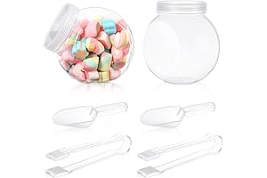 Sunnyray 300oz Candy Bar Display Jars with Candy Scoops and Plastic Tongs