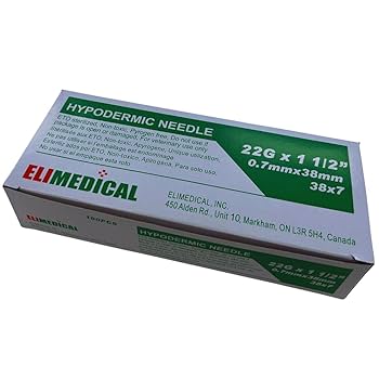 Elimedical Veterinary Hypodermic Needle, Poly Hub 22G x 1.5