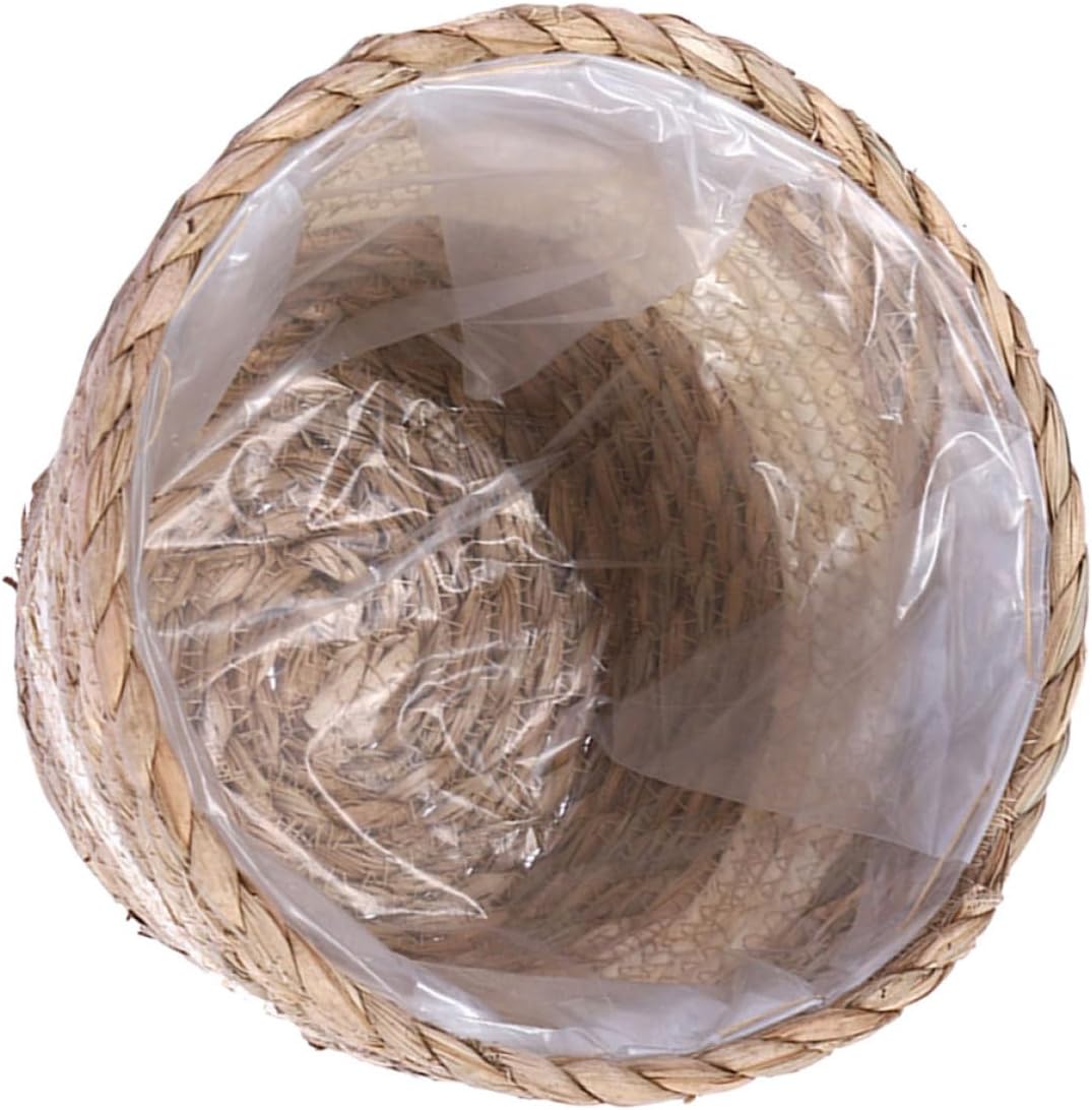 Lurrose Large Woven Seagrass Planter Basket with Vine Weave for Indoor and Outdoor Plants, round Rattan Flower Pot Cover, Decorative Wicker Storage Basket for Gardening and Home Decor
