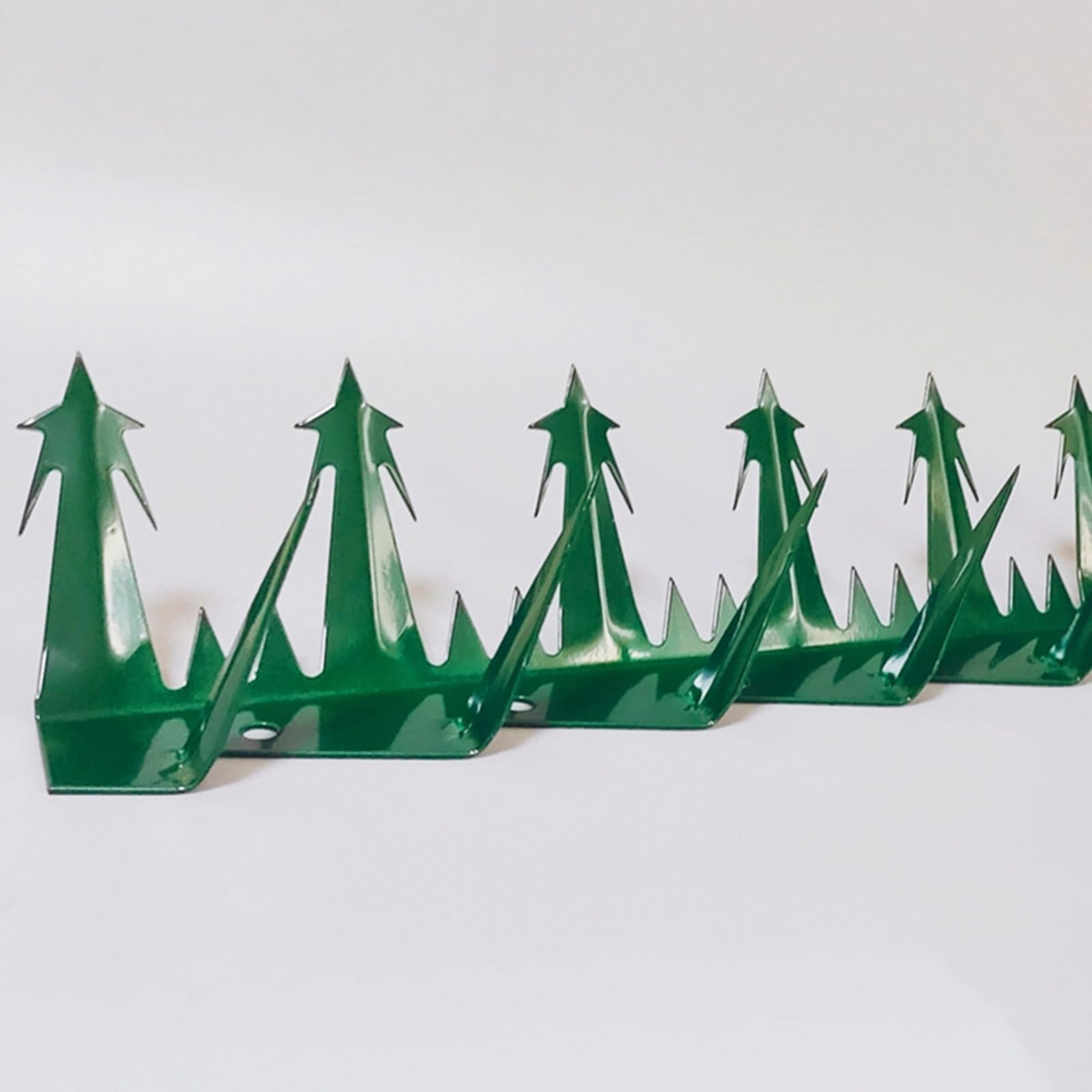 HM&DX Outdoor Wall Metal Spikes with Screws,Security Fence Bird Pigeon Spikes,Hot Dip Galvanized Anti-Theft Anti Climbing Spikes for Roof Walls Railing(L, Green)