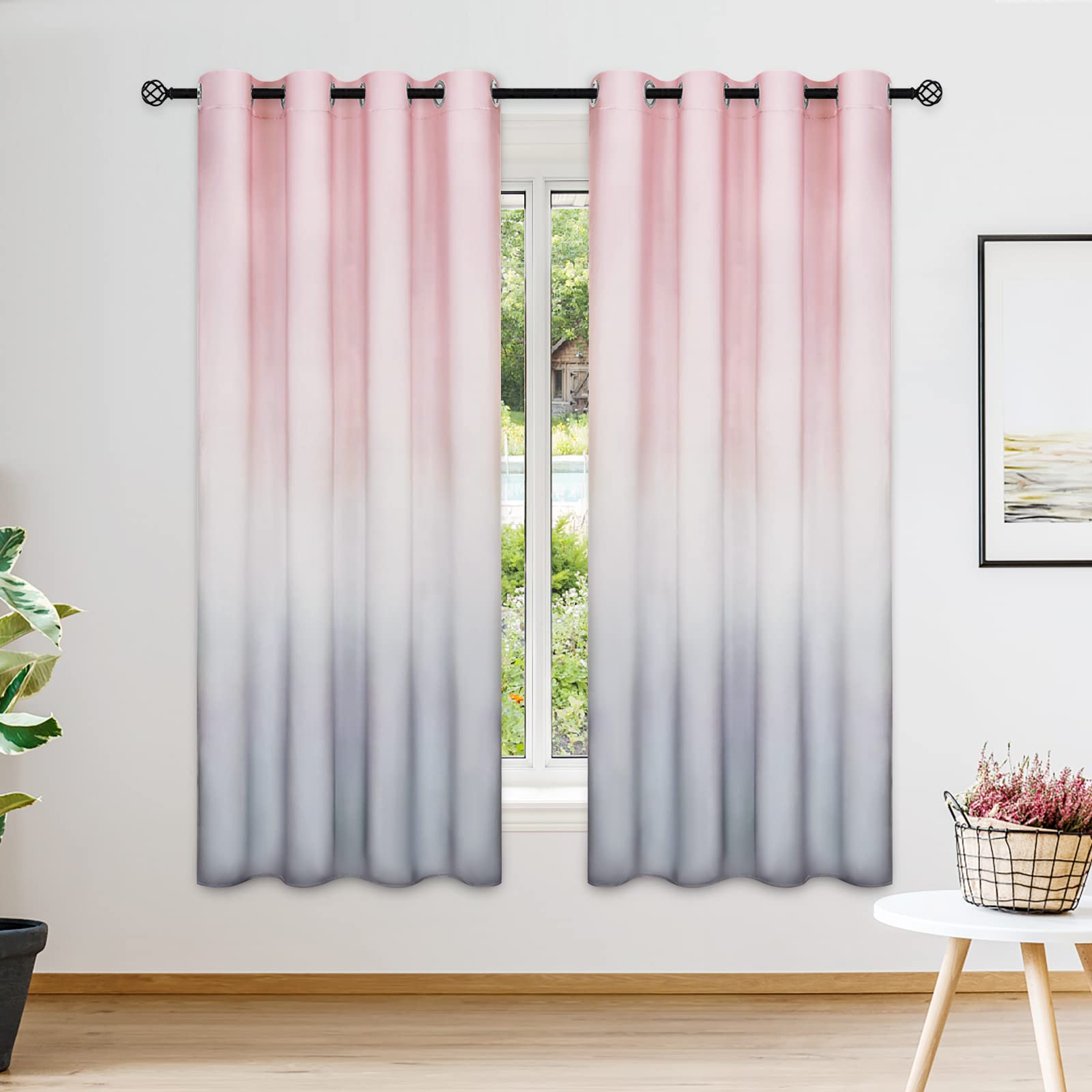 Tende arcobaleno camera da letto soggiorno strisce colorate oscuranti drappi multicolore stampa floreale tende oscuranti modello stella rosa chiaro trattamenti finestra W52* L90