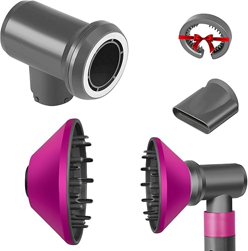 Accesorio difusor para Dyson Airwrap actualizado con adaptador y boquilla alisadora que se convierte en secadora de pelo, rosa, regalo para mujeres