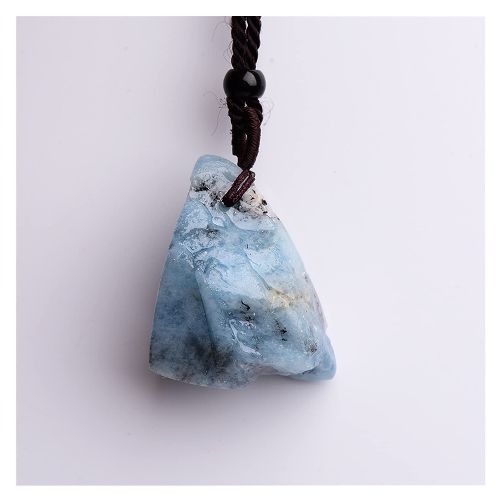 Feng Shui Decorate Natural Demon Aquamarine Pendant Natural Original Stone Crystal Quartz Fashion Men And Women Gift DIY Jewelry Raw Rough Natural Lucky Jewelry Vintage Jade Stone Possesses Energ QINT