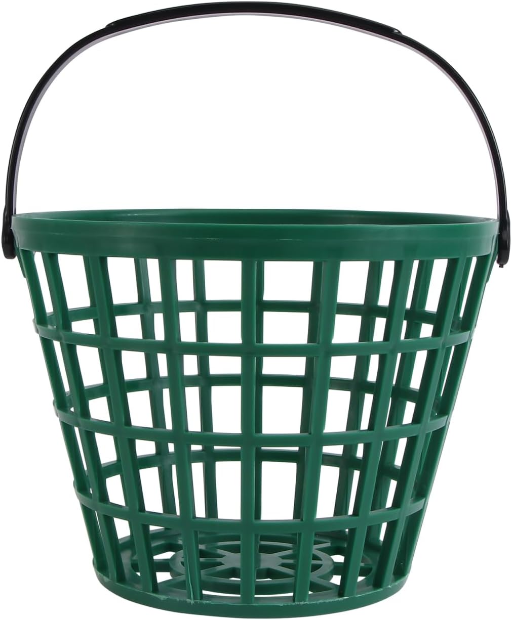 VANZACK Golf Ball Basket - Plastic Storage Holder with Handle, Holds 50 Balls for Range Practice, Portable Bucket & Golf Accessories (Green)