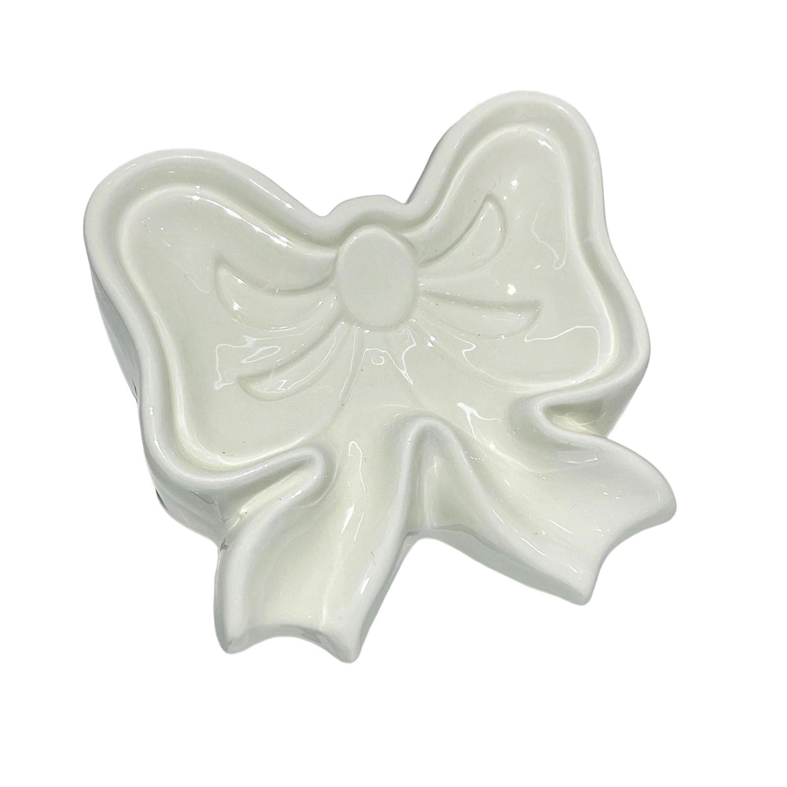 Adorable Bows Shapeds Soap Dishes Ceramic Bathroom Accessories Decorative Sink Countertop Organizers with Efficient Drainages Systems Soap