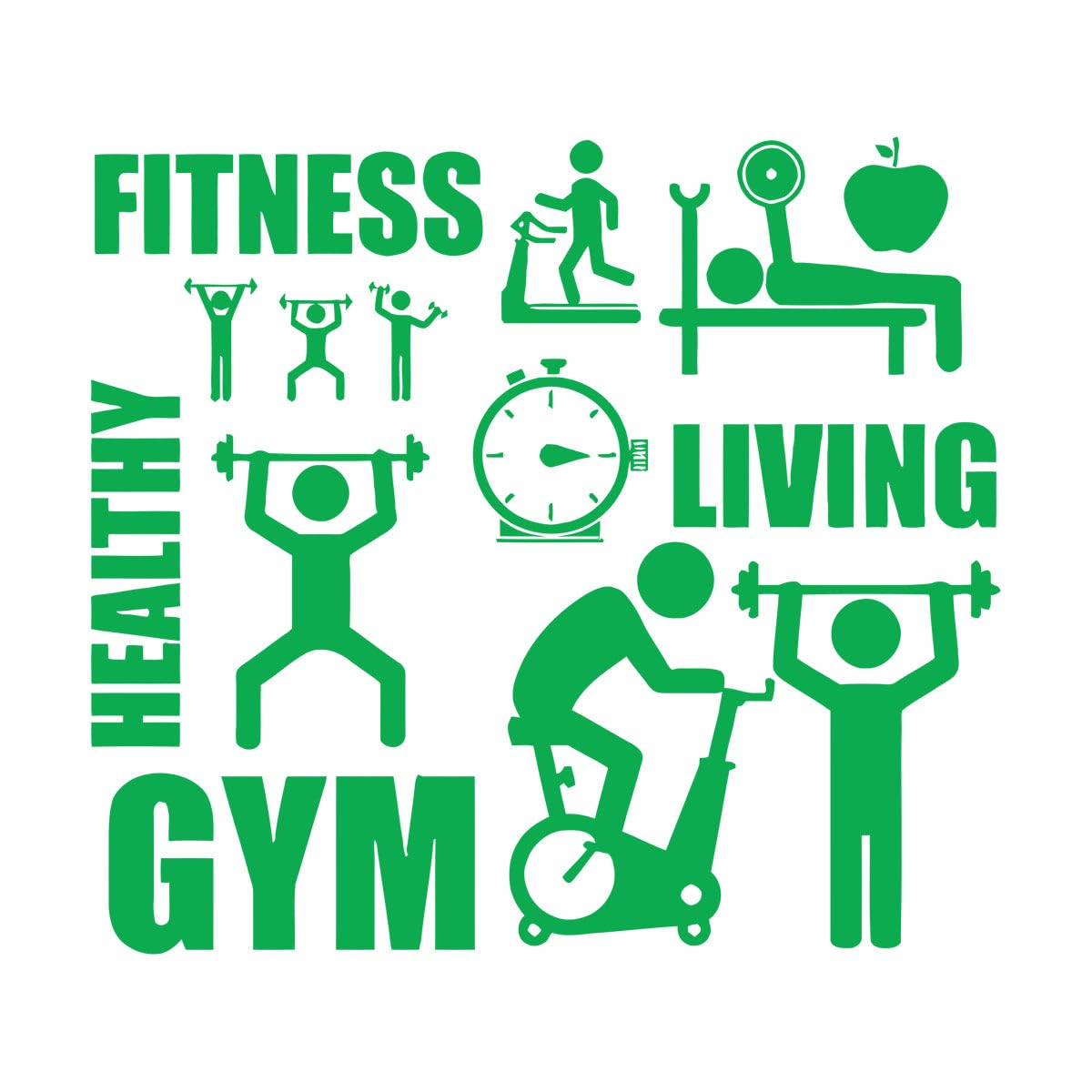 Fitness Gym Wall Decal Vinyl Healthy Lifestyle Sport Motivation Living Room Wall Stickers Removable Room Decoration Poster Extra Large - 68x75cm — image 1