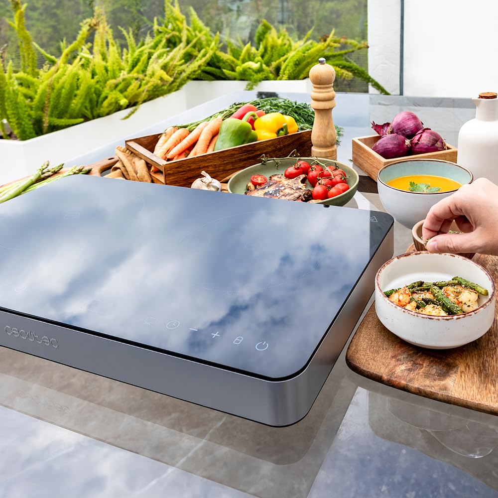 Cecotec Piastra a induzione digitale Full Magma Double. 3500W, 2 fornelli, portatile, con vetro di sicurezza, controllo touch e programmabile.