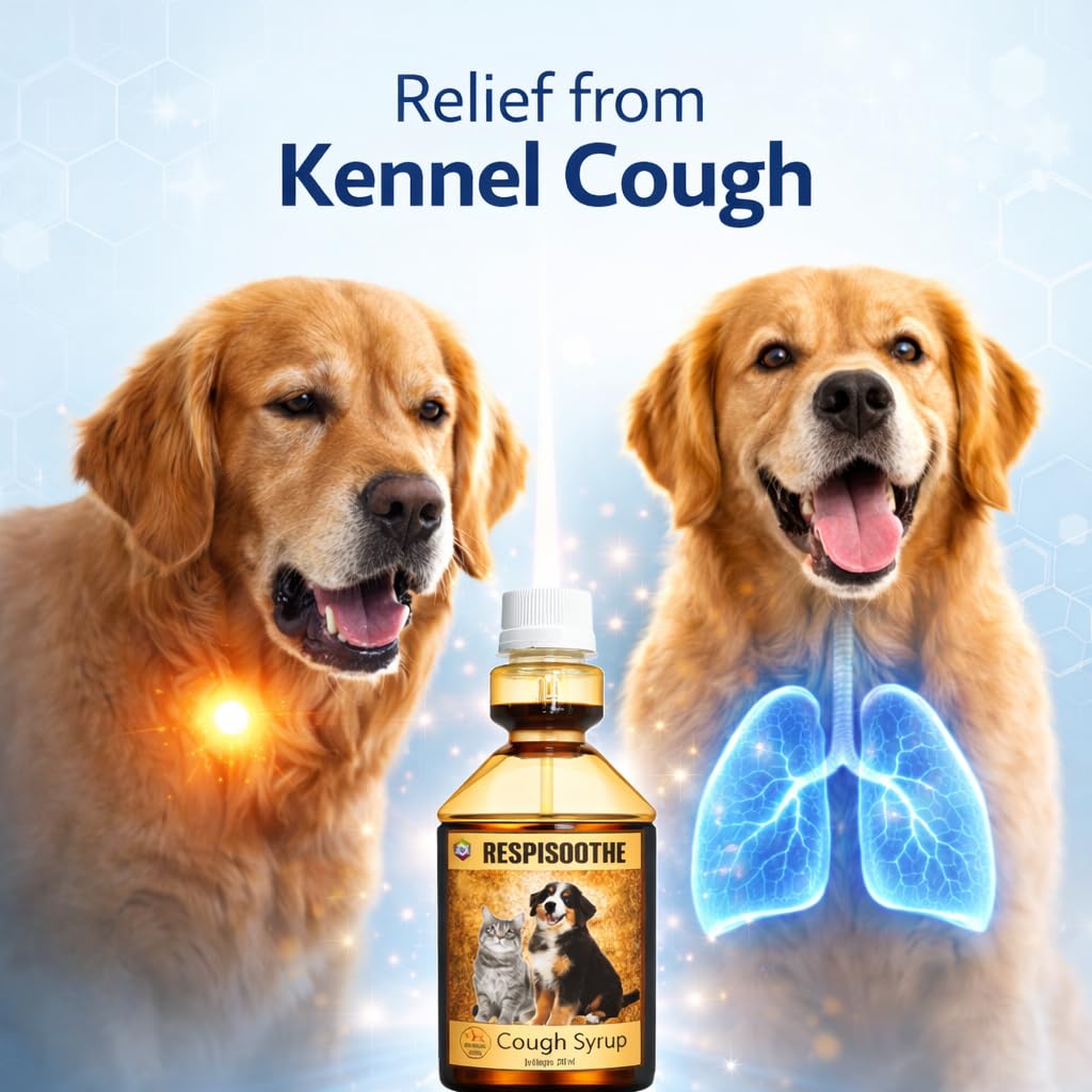 Medfly Respisoothe Pet Cough Syrup for Dogs, Cats - Antibacterial & Antiviral Formula | Relieves Dry, Harsh, Kennel Cough & Sneezing | Supports Respiratory Health | Easy Built-in Dosage Bottle- 250ml
