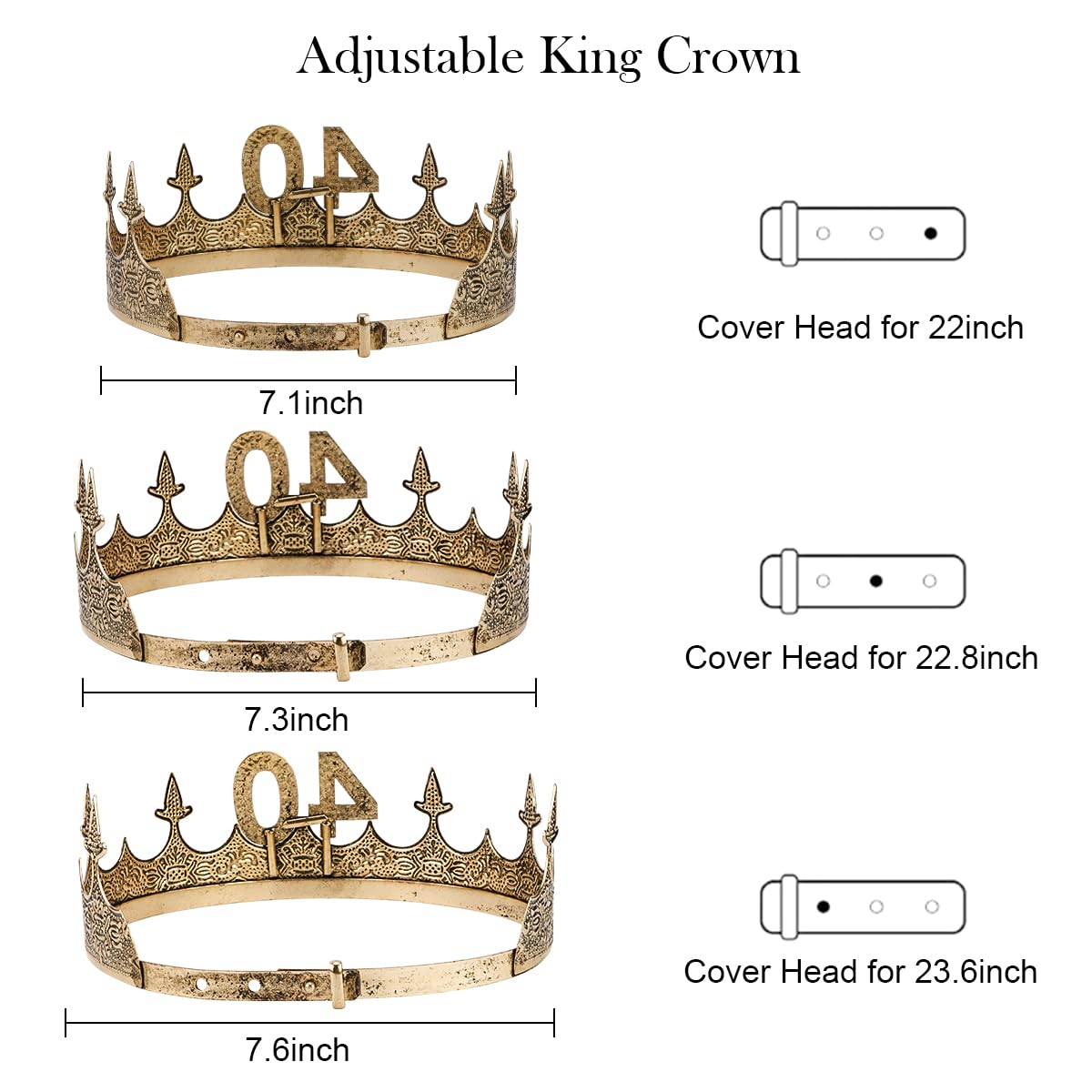 TOBATOBA 40th Birthday King Sash Set - Crown & Sash for Men, Happy 40th Birthday Decorations