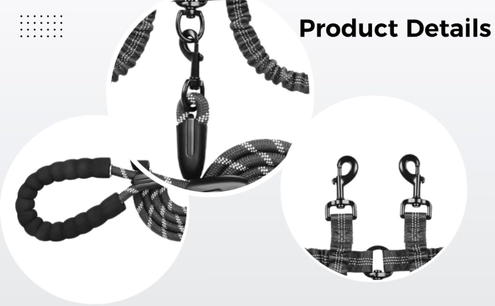 Leash for 2 Dogs, Rope Dog Leash, 150 cm, Padded Handle, Strong Climbing Rope, 1.27 cm Thick, Reflective Leash for Large Dogs up to 68 kg