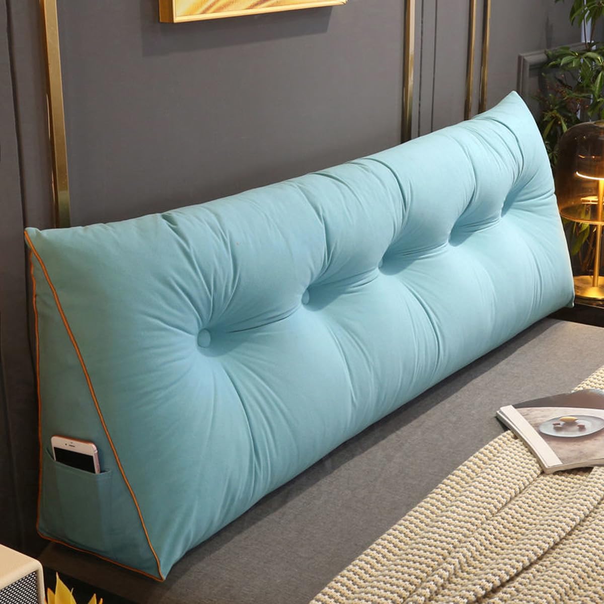 Almohada de cuña tamaño King para cama y sofá, cojín de respaldo de espuma triturada con funda extraíble para máxima comodidad de lectura y apoyo, almohada de posicionamiento suave para dormitorio y