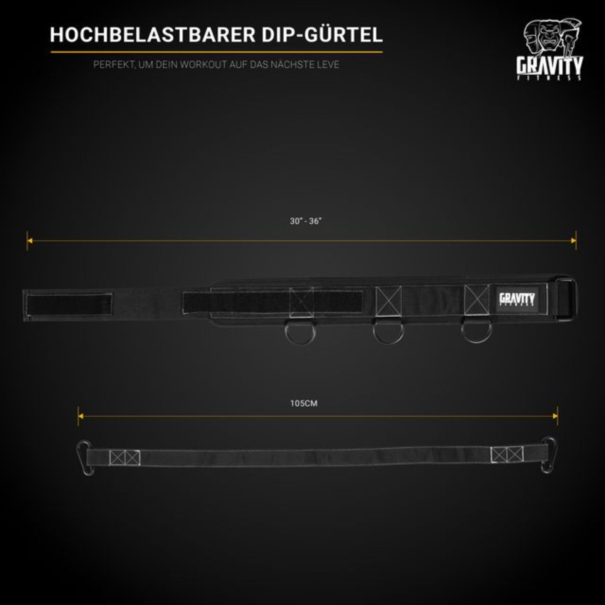 Gravity Fitness 4-in-1 Gewichthebergürtel für Fitness & Calisthenics – Schwerer Dip Gürtel aus Nylon für Kniebeugen, Klimmzüge, Sled Pull, Krafttraining, Widerstandstraining