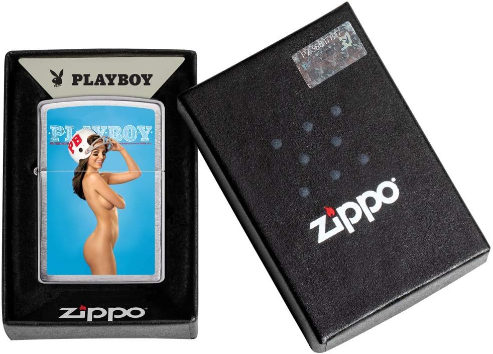 Zippo Playboy Cover October 2012 Brushed Chrome Pocket Lighter