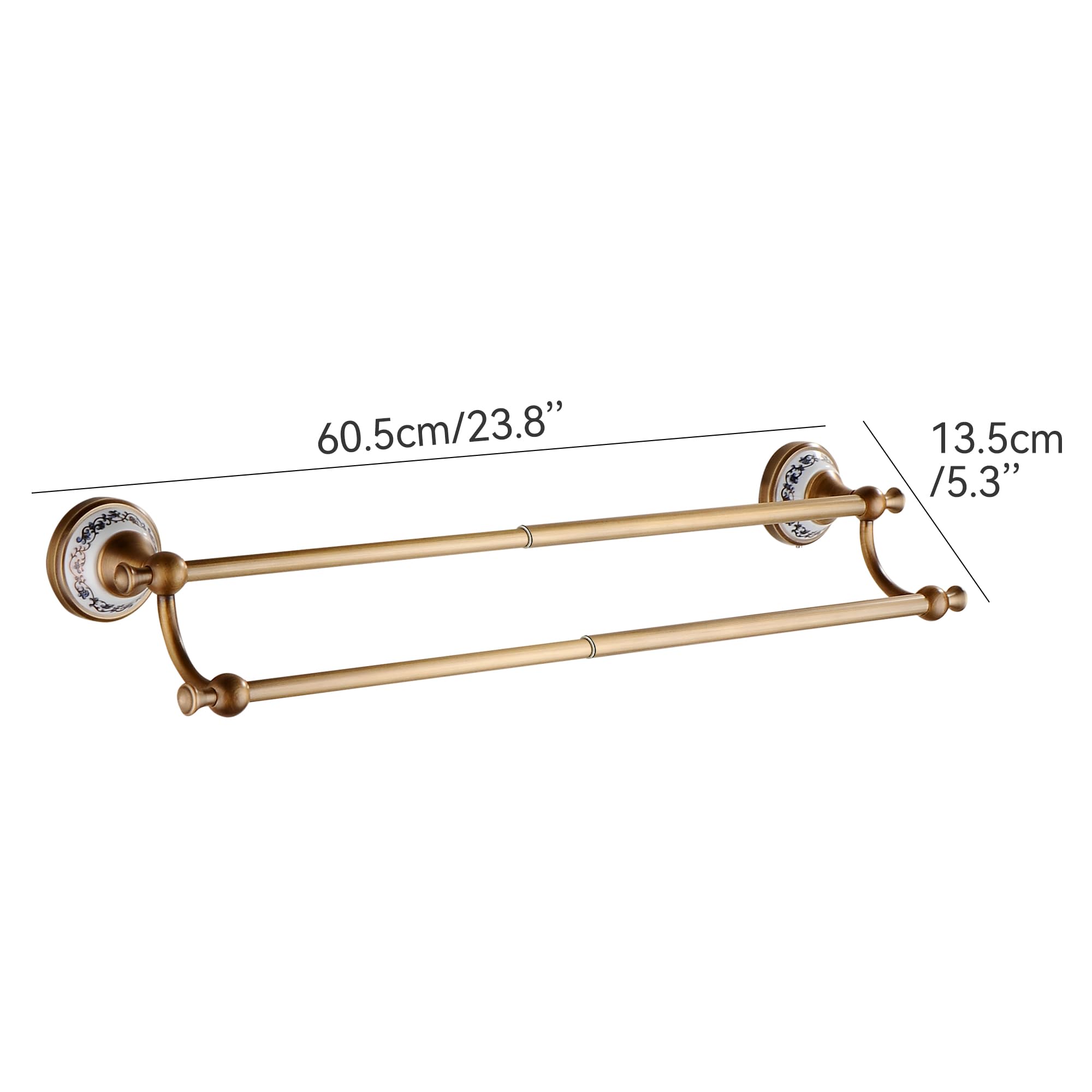 Verstelbare Dubbele Handdoekrek Antiek Brons Antiek Bronzen Dubbele Handdoekstang - Verstelbaar 15,5 Tot 27,5 Inch Wandmontage Wandgemonteerd Badkamer