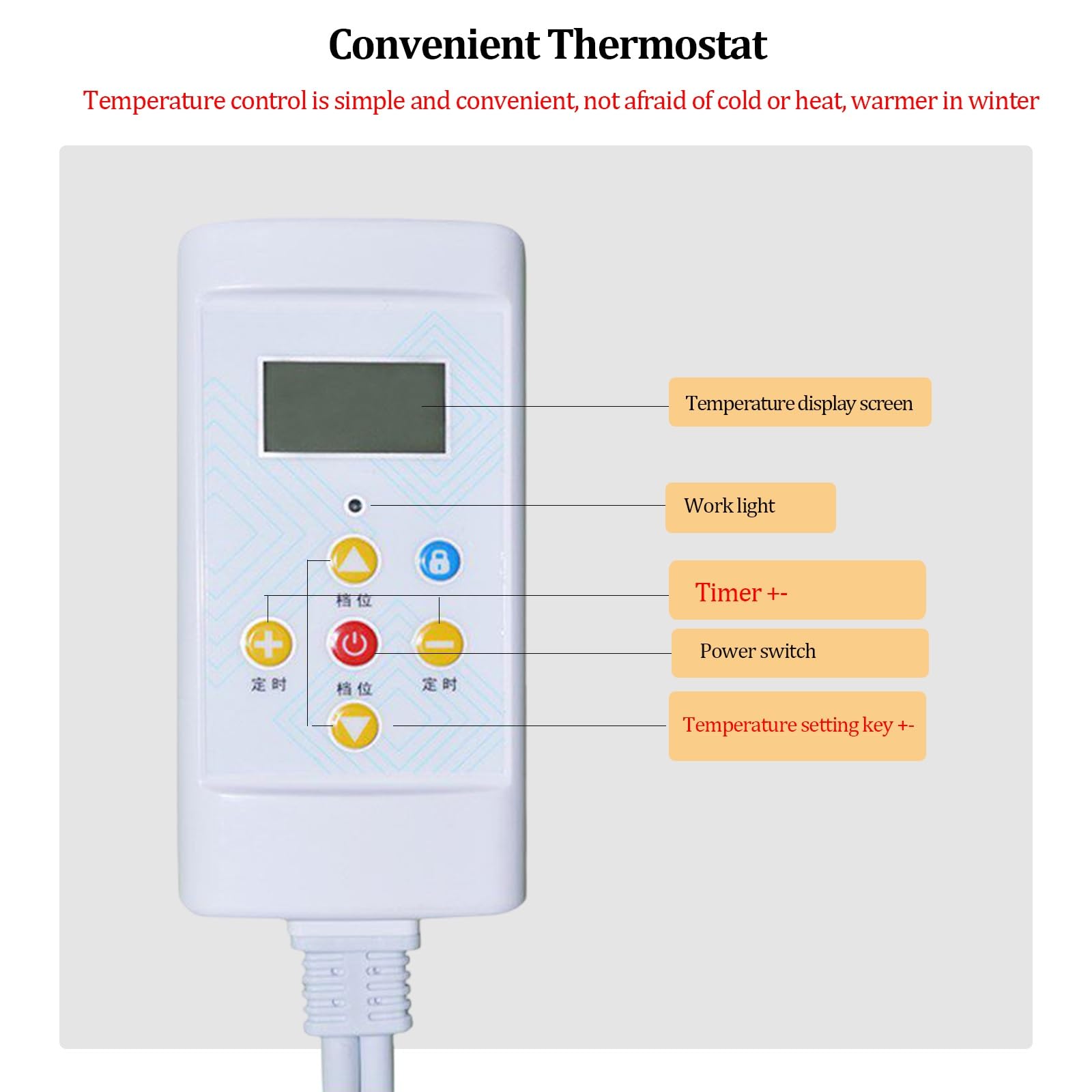 Alfombra calefactable, esterilla eléctrica grande con calefacción, temperatura ajustable, calentamiento rápido y temporizador, ideal para el hogar, la oficina, el estudio(Blue,21.6 * 35.4in)