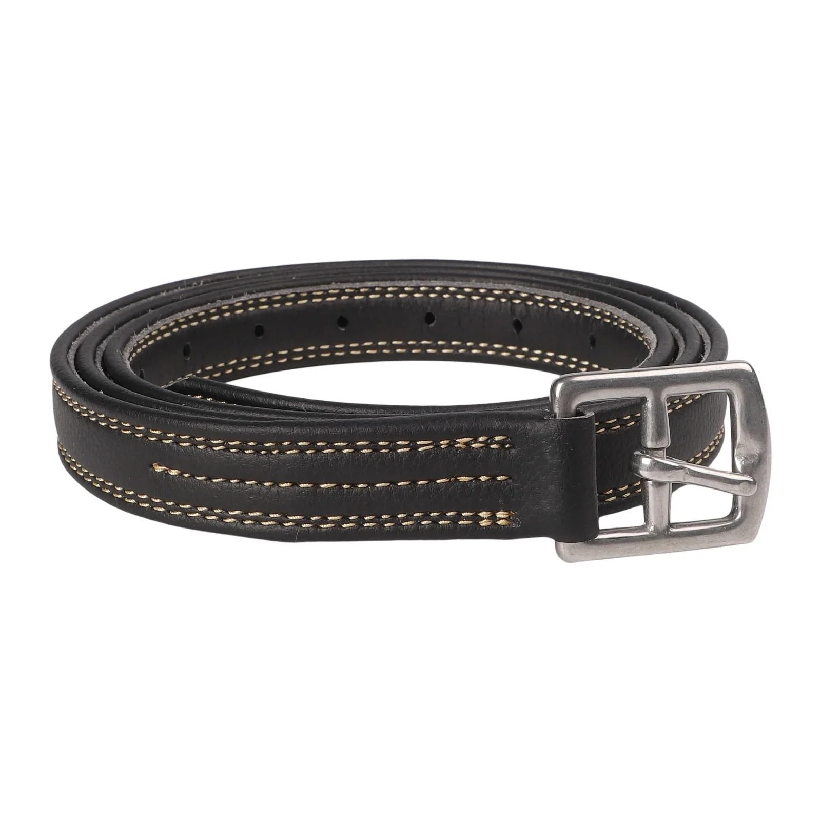 2pcs Leather Stirrup 125/135cm Microfiber Soft Strap Metal Buckle with Adjustment Holes, Equestrian Supplies Accessories Für Dressur(Black 135cm)