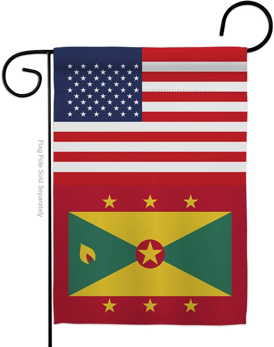 Grenada US Friendship Garden Flag Set Wall Holder Regional USA American Alliance World Country Particular Area Small Decorative Gift Yard House Banner Made In 13 X 18.5