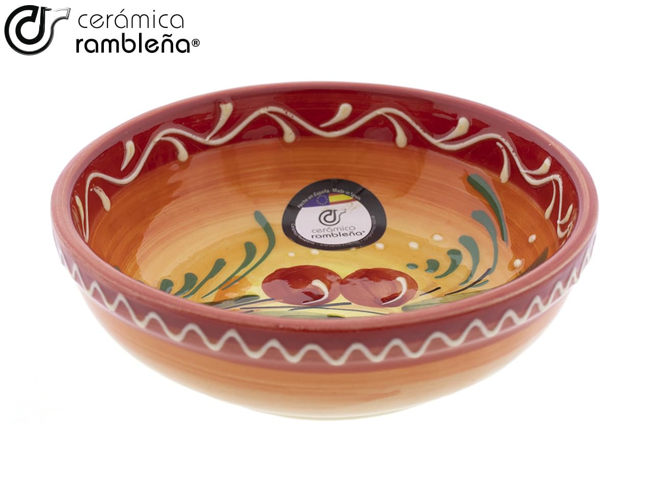 CERAMIKA RAMBLEŃSKA | Ceramiczna miska do sałatek | Oryginalne salaterki | Zestaw 3 Oliwek Dekoracji Salaterki - Model 12 | Dekoracja w 100% ręcznie robiona | 13,5 x 13,5 x 4,5 cm