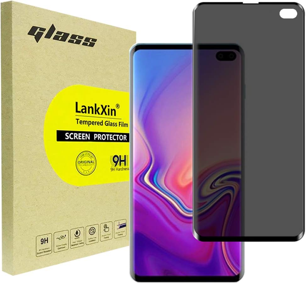 LankXin Galaxy S10 Plus Privacy Screen Protector,3D Curved Full Coverage Tempered Glass Anti-Spy Protector Film for Samsung Galaxy S10 Plus /S10+, [Case Friendly] [9H Hardness ]