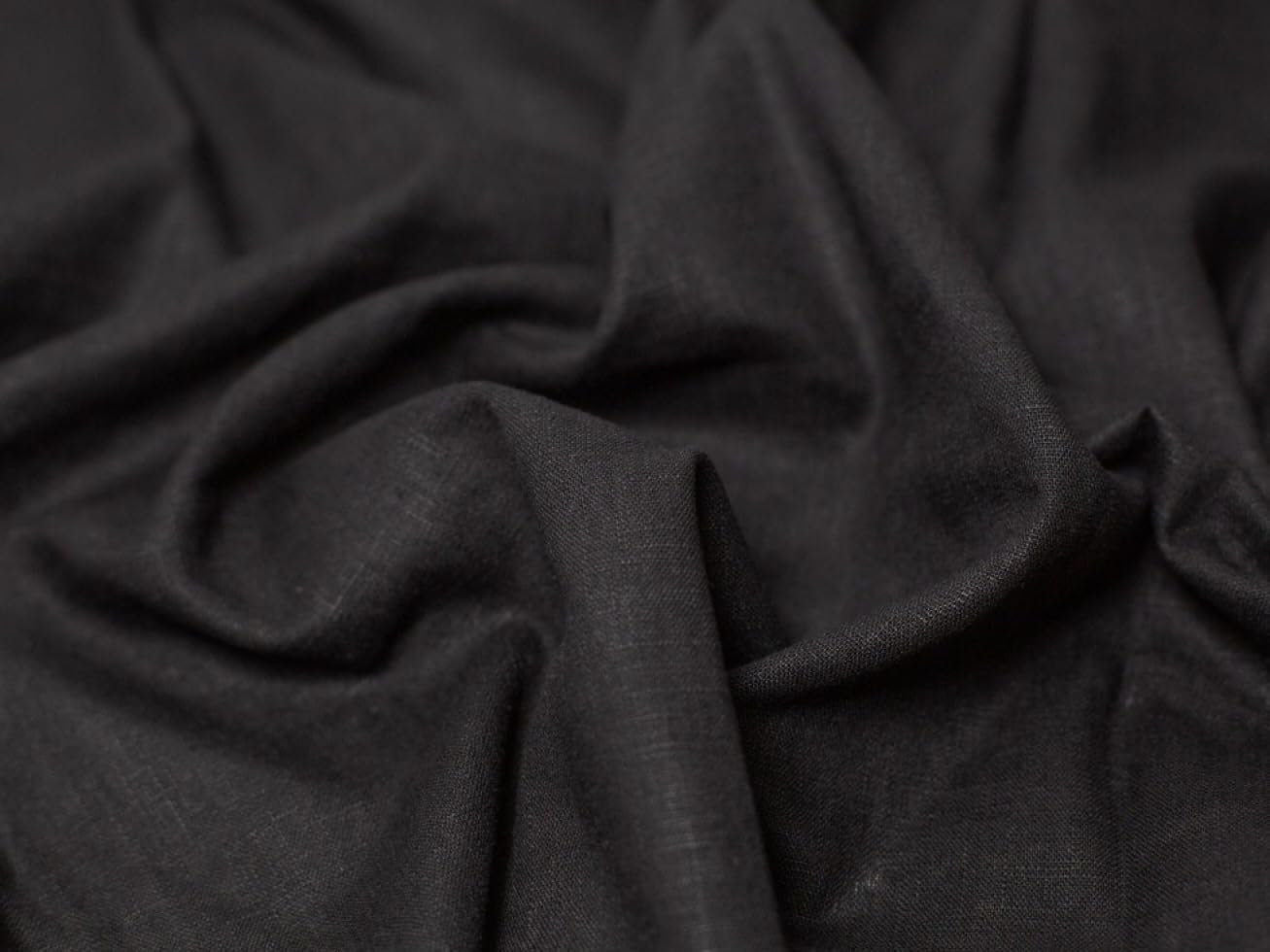 Minerva Black Slub Textured Linen Fabric - Per Metre