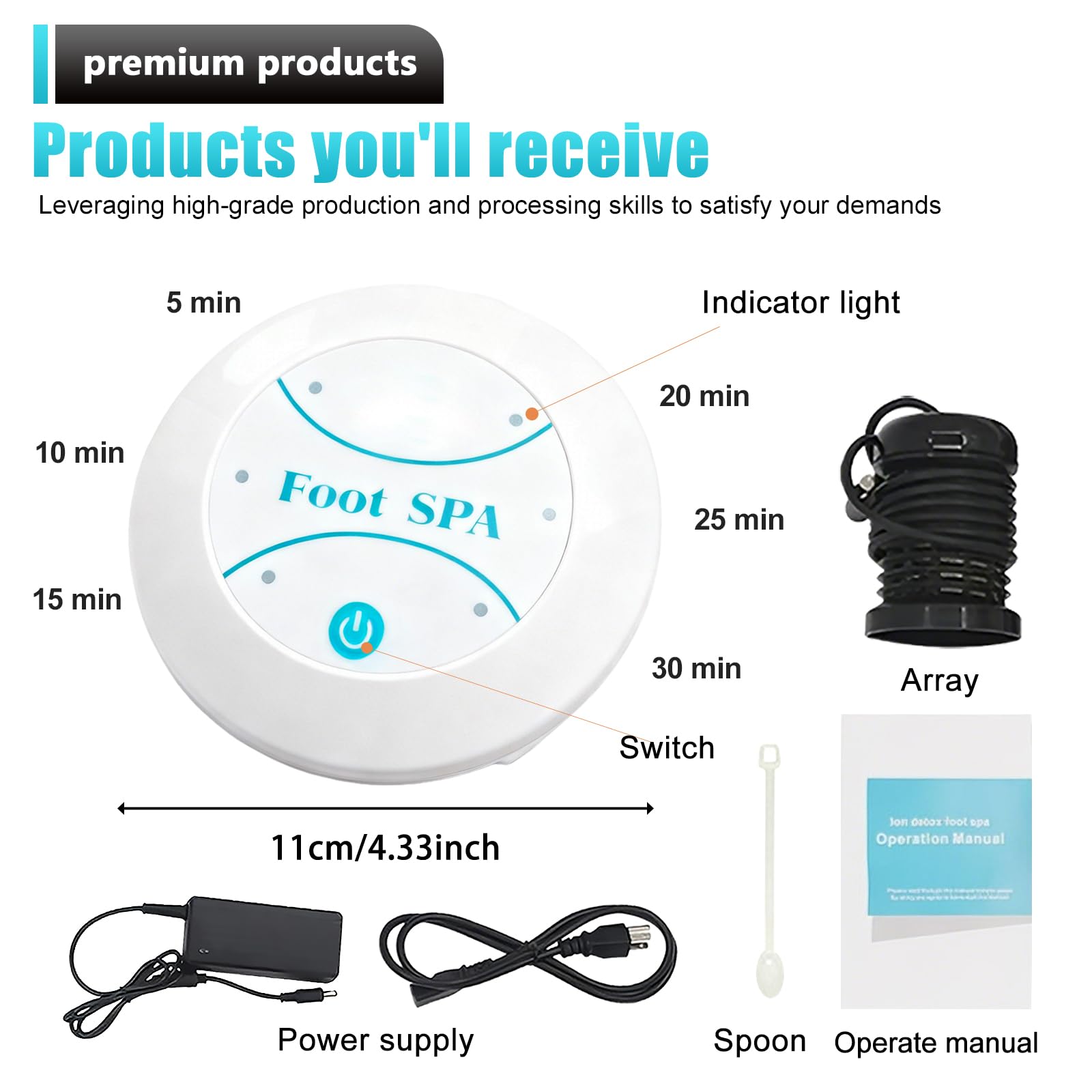 Baño de pies de iones, baño de pies por electrólisis, desintoxicación portátil, sistema de baño de pies desintoxicante, dispositivo compacto de spa iónico (sin cuenca)