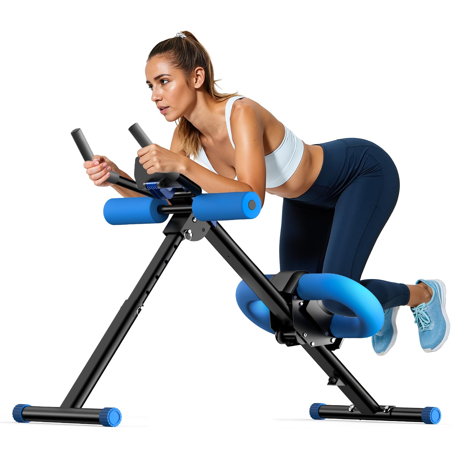 Ab Machine, Adjustable Ab Trainer Machine for Abs Workout at Home Gym, Foldable, Knee Protection, Abdominal Trainer for Stomach Workout
