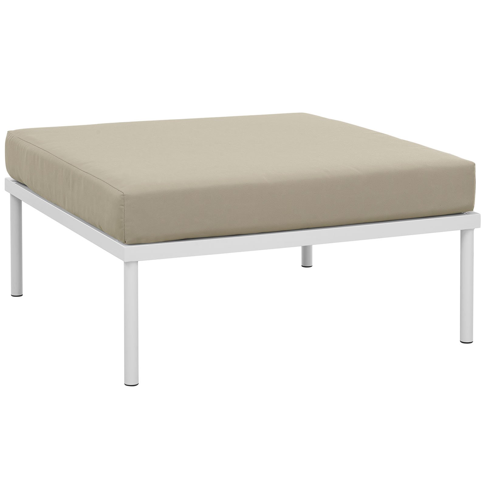Photo 1 of *** MISSING CUSHION **** Modway Harmony Aluminum Outdoor Patio Ottoman with Cushion in White Beige