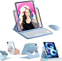 Vista 8 de Funda de teclado vertical para iPad9/iPad8/iPad7 de 10.2 pulgadas con mouse, funda para iPad de 9ª/8ª/7ª generación/Air3/Pro10.5 con combinación