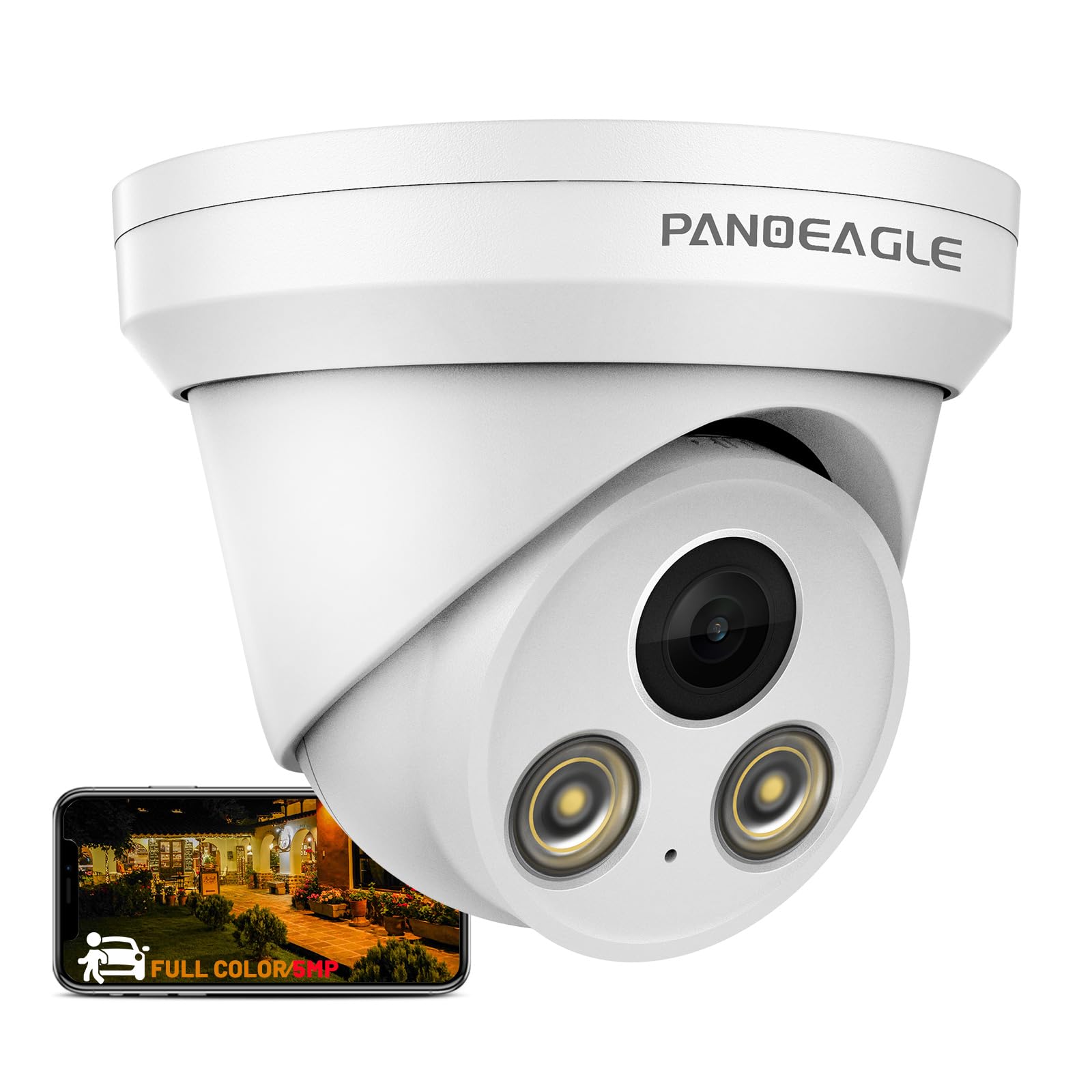 PANOEAGLE 5MP Full Color PoE IP Camera, Compatible with Hik-Vision 5MP POE Security Turret Camera with F1.0 Large Aperture,Human/Vehicle Detection,