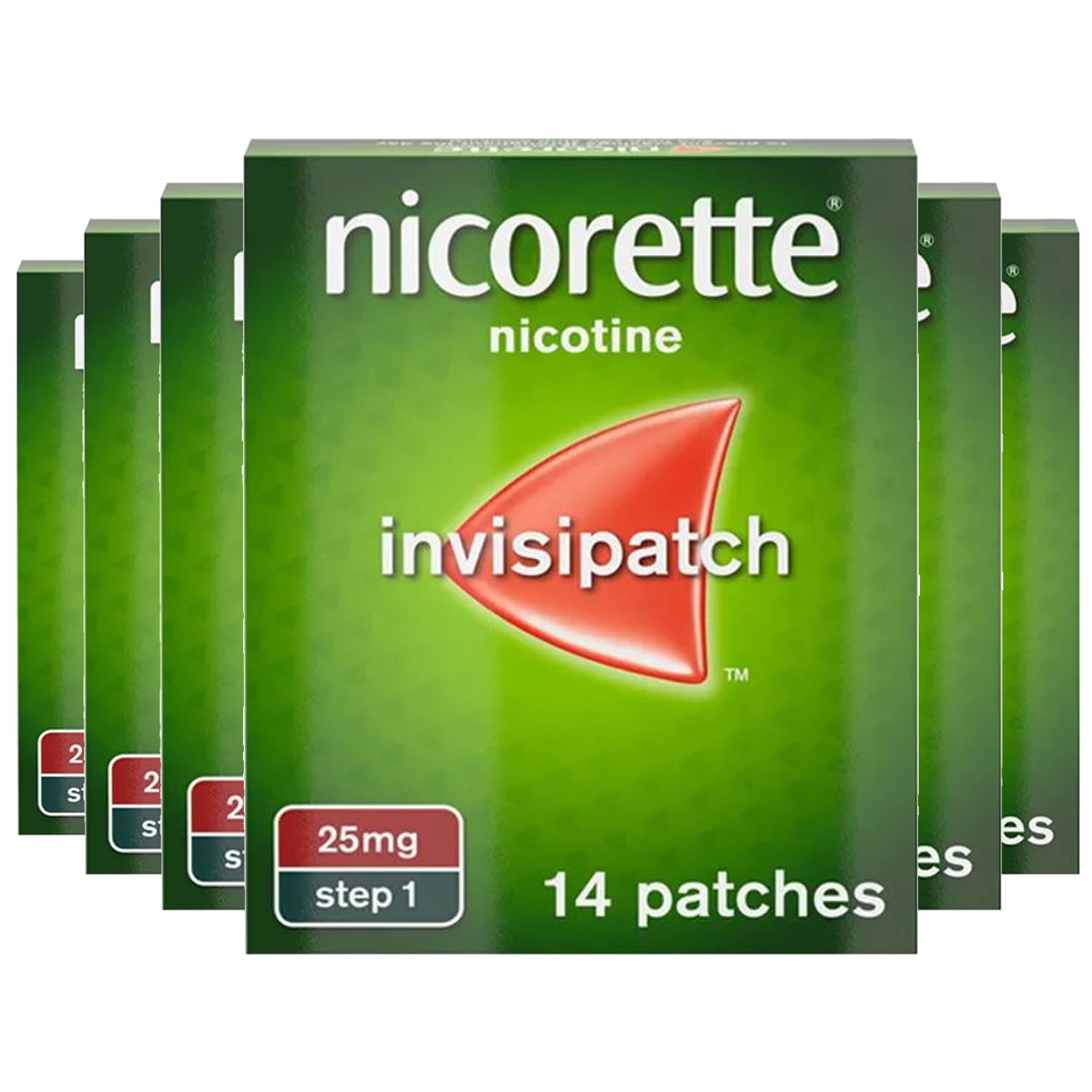 6 x Nicorette Step 1 Invisi 25mg Patch Nicotine 14 Patches