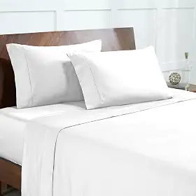 Modern Threads Conjunto de lençóis de 4 peças 100% algodão egípcio 400 fios, ultramacio, respirável, durável, roupa de cama luxuosa, queen branco