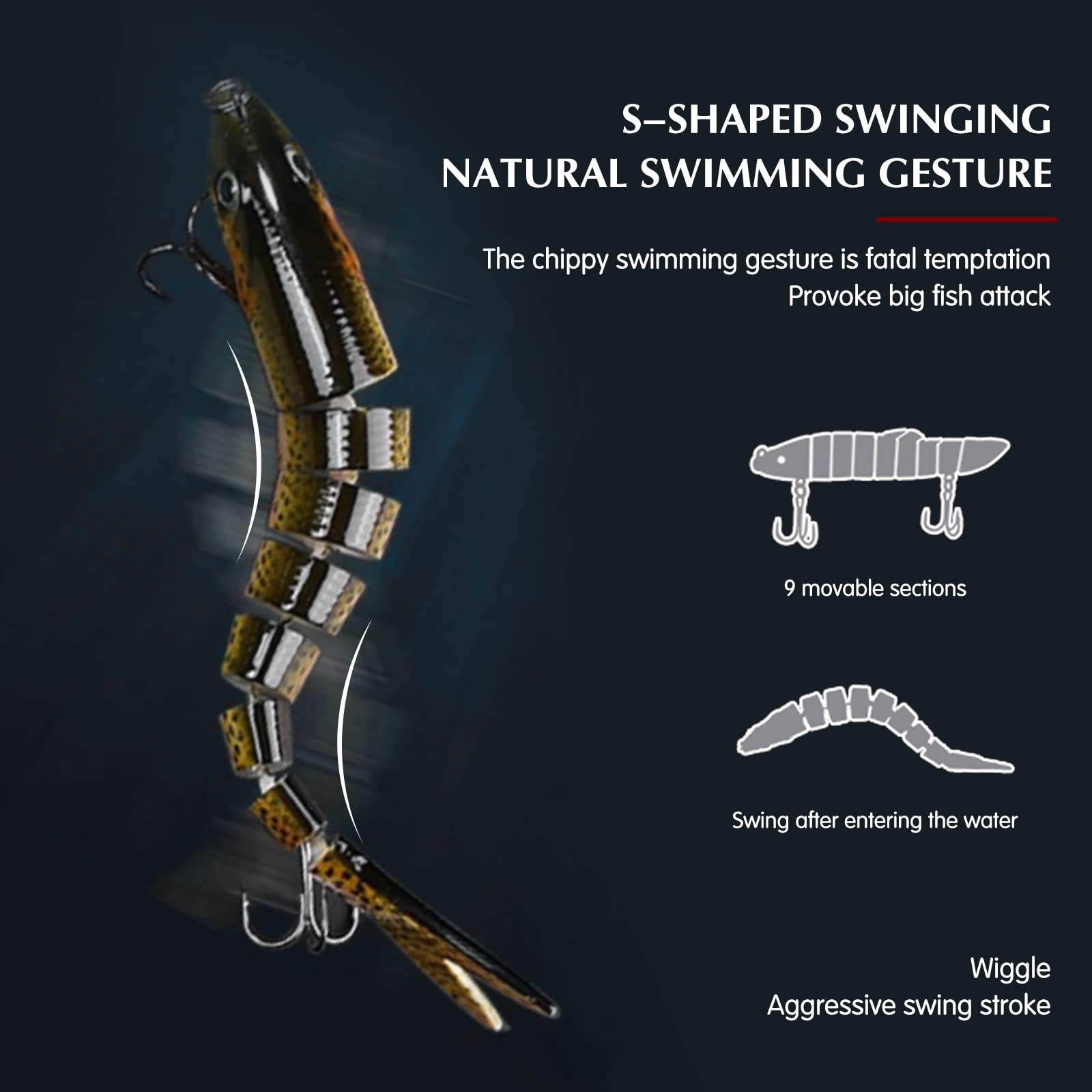 3 Esche Artificiali Con Scatola | Multi-snodo Per Pesci Predatori