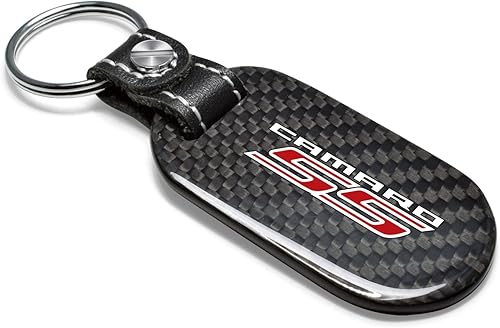 Miniatura 2 de iPick Image for Chevrolet Camaro SS Real Black Carbon Fiber Tag Style Key Chain Keychain, Official Licensed