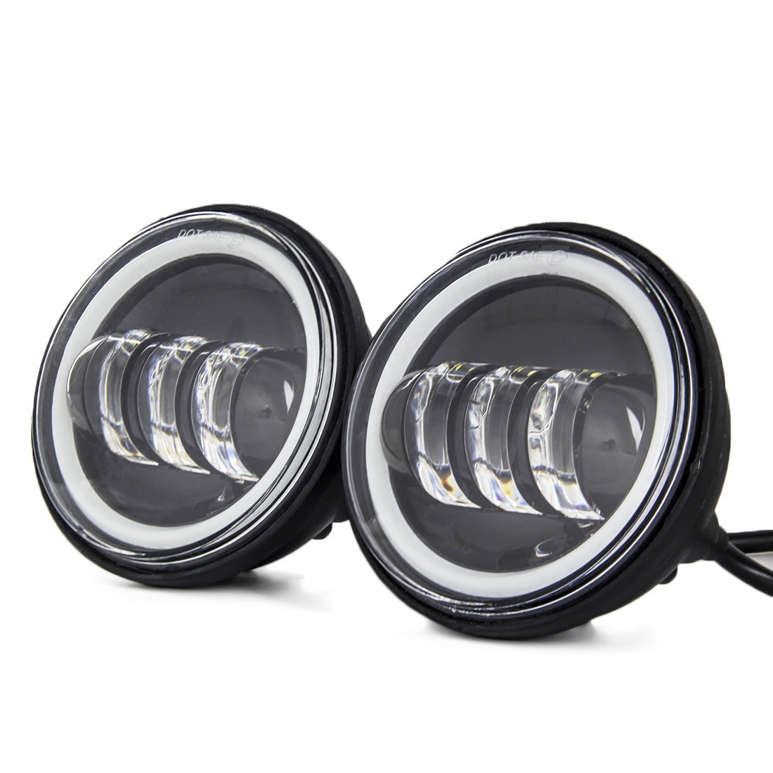 1 paire 4,5 pouces antibrouillard à led avec des yeux d'ange fit pour Electra Glide 1998-2015(noir) | Lot de 2. Compatible Electra Glide 1998-2015. Noir. Facile à installer. Haute luminosité LED