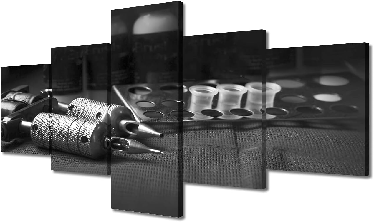 Wall Art Canvas Pictures Modular Poster 5 Pieces Tattoo Studio Tattoo Machine Paintings Hd Print Decor Modern Room Living Room Bedroom Hotel Kids Room Gallery | Without Frame 100 X 50 Cm-140371137230