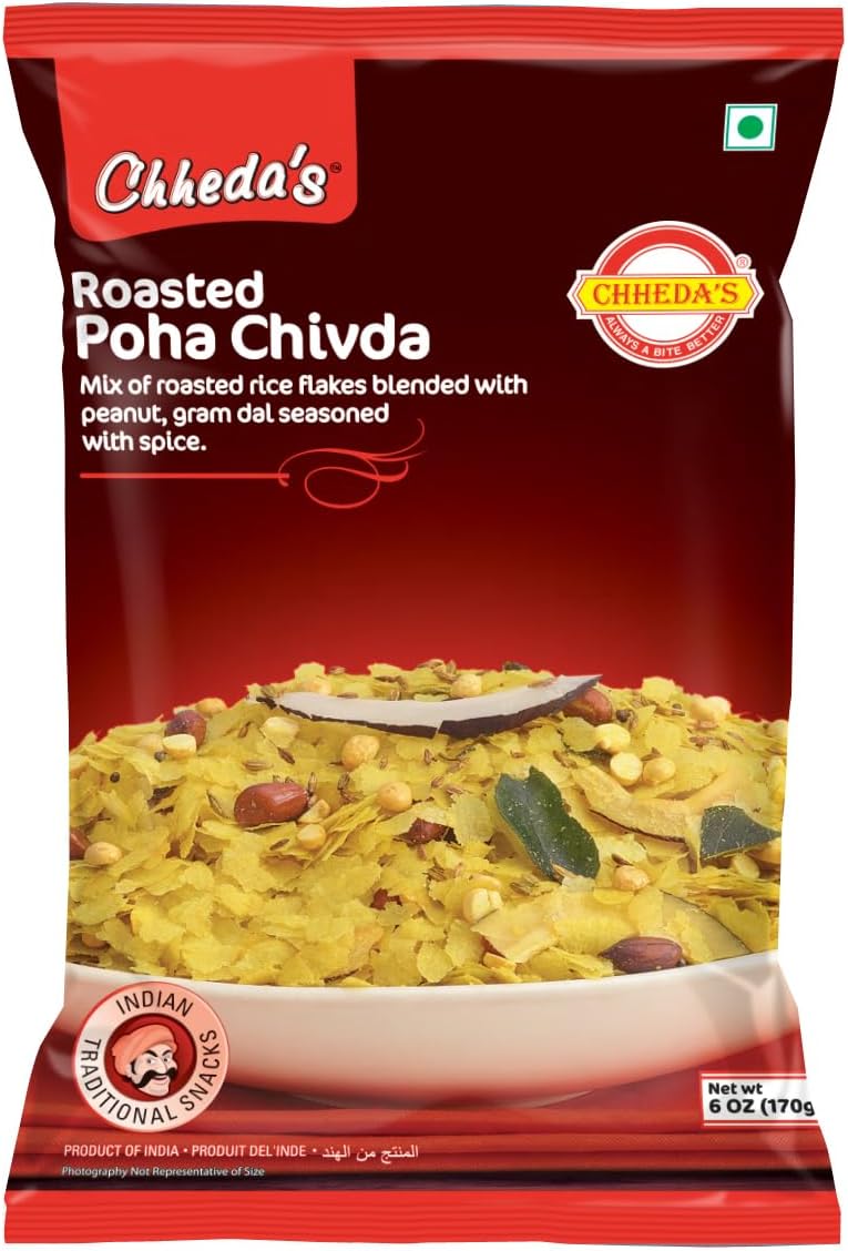 Chheda's Roasted Poha Chivda 170g | Authentic Crispy Crunchy Maharashtrian Namkeen | Light Savory Flattened Rice Mix | Gluten Free 100% Vegetarian No Artificial Flavours | Perfect Tea Time Snack