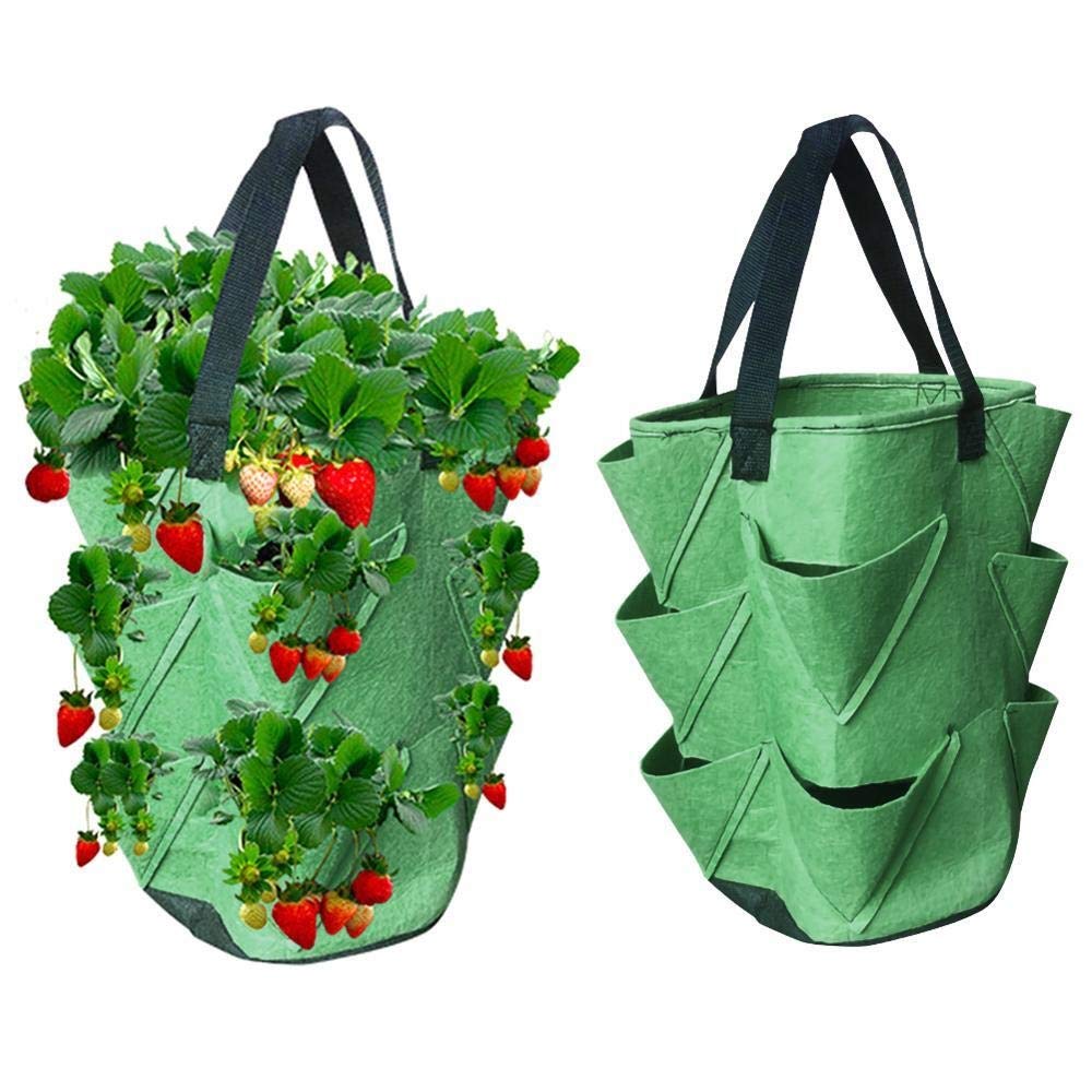 Fresa de Cultivo de Fresa Bolsa de contenedor plantador de Bricolaje Telas PE Plantación de jardinería de hortalizas espesando Maceta de Maceta Herramienta de jardín