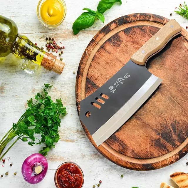 Image of 7.2-inch Meat Cleaver Knife, Butcher Knife, Boning Knife High Carbon Stainless Steel,Restaurant, Meat Cleaver Knife for Home,BBQ and Kitchen (1Piece, Black)