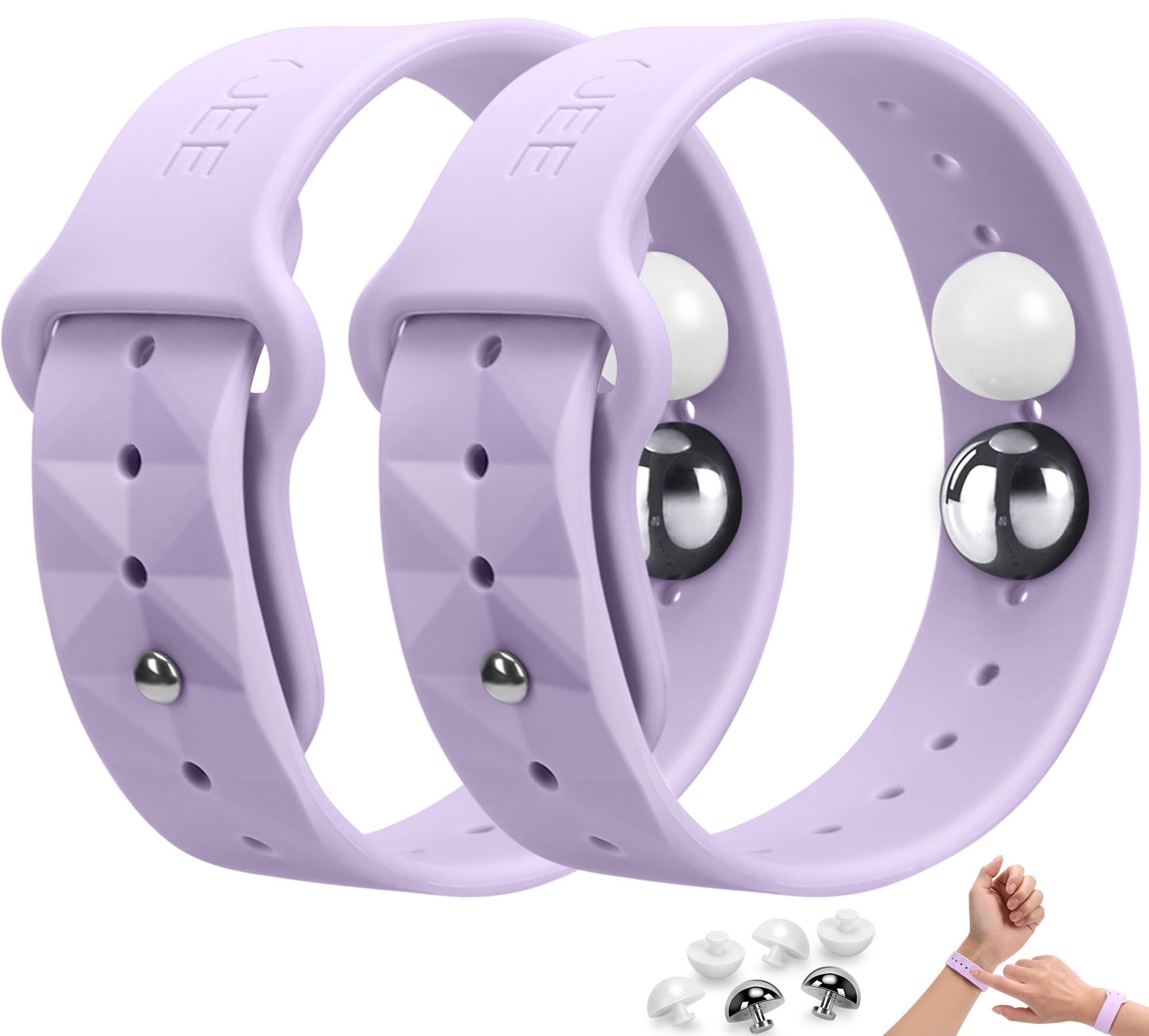 Motion Sickness Bracelets for Travel: Acupressure Anti Nausea Wristband for Morning Sickness - Sea Sickness Wristbands for Car Boat Air - Nausea Bands for Motion Sickness Light Purple Color
