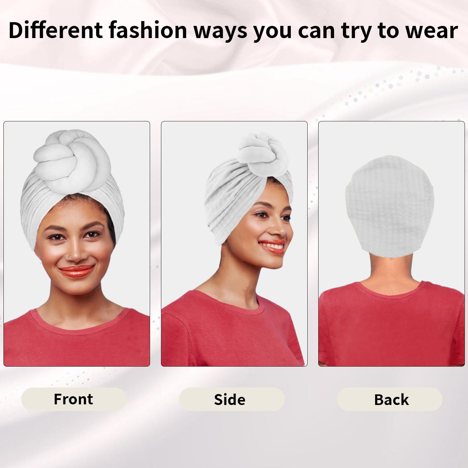 Women Turbans and Head Wraps, Women African Turban Flower Knot Pre-Tied Bonnet Beanie Cap Headwrap - Image 3