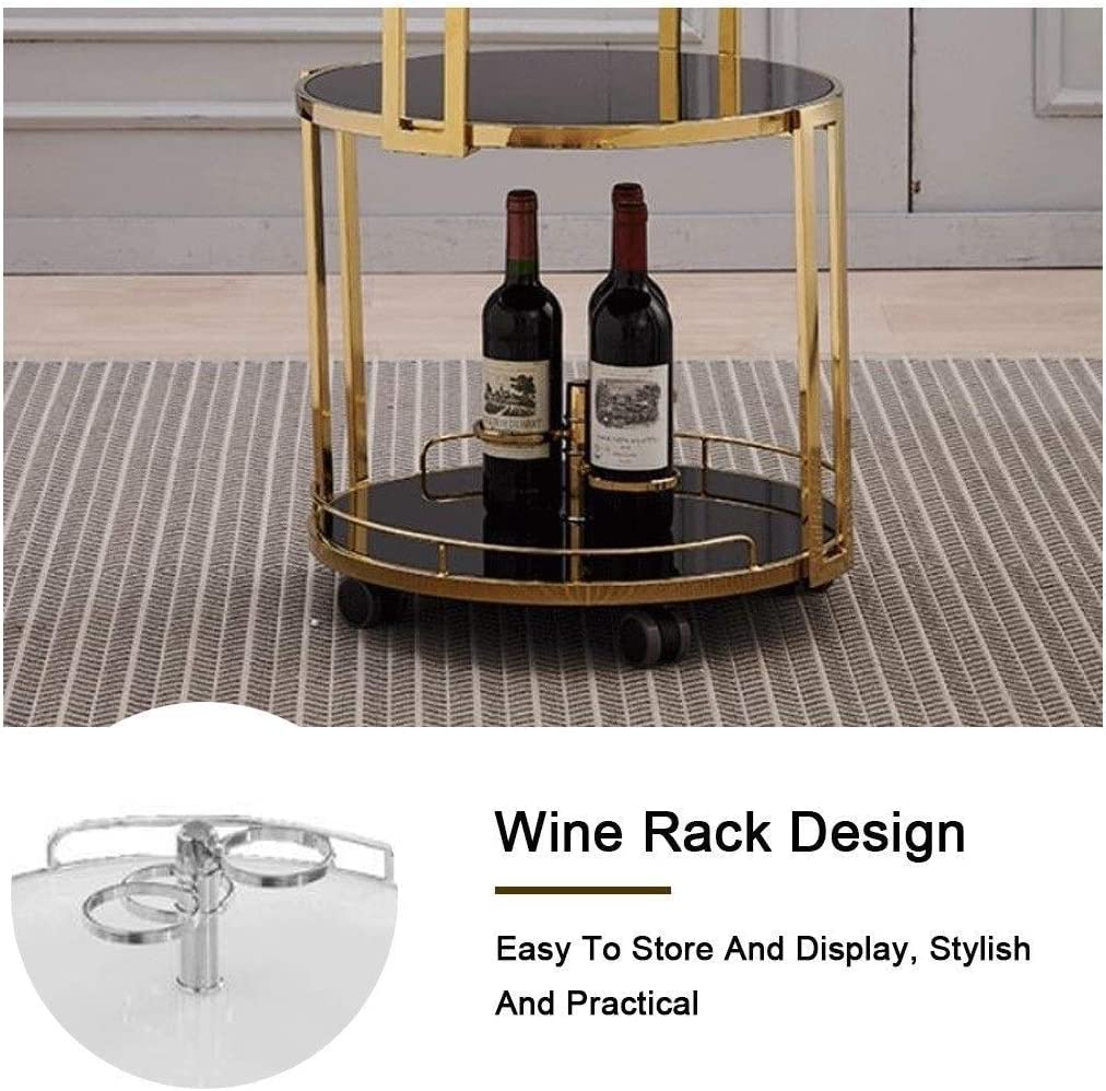 Carrito de Servicio de Bar de 3 Niveles de Acero Inoxidable para Cocina doméstica y Hotel. Carrito de Vino rodante con Almacenamiento utilitario. Carrito de Catering para Servir y
