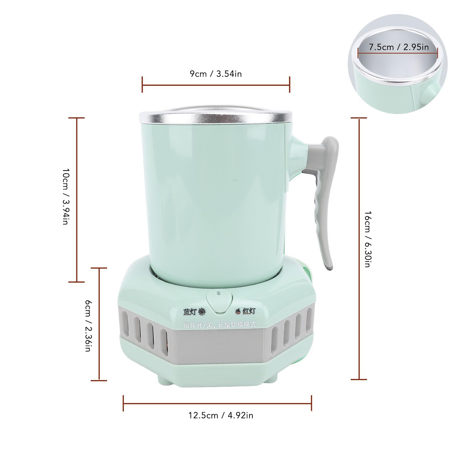TOPINCN Taza de Enfriamiento Eléctrica, Mini Enfriador de Bebidas Portátil de 420ML con Placa de Enfriamiento, Enfriador de Tazas Eléctrico de Escritorio para Cerveza, café (Enchufe de la UE)