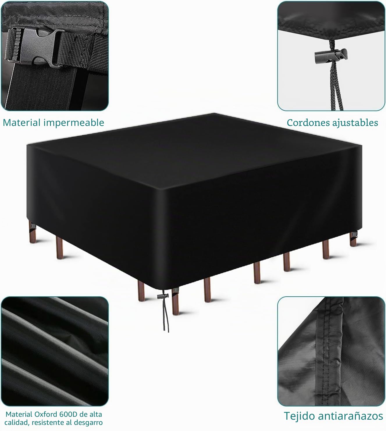 Funda para Muebles de jardín Exterior, Funda Mesa Exterior Impermeable, Rectangular Funda Protectora Muebles Exterior para sofá 600D Oxford (150 x 150 x 75 cm)