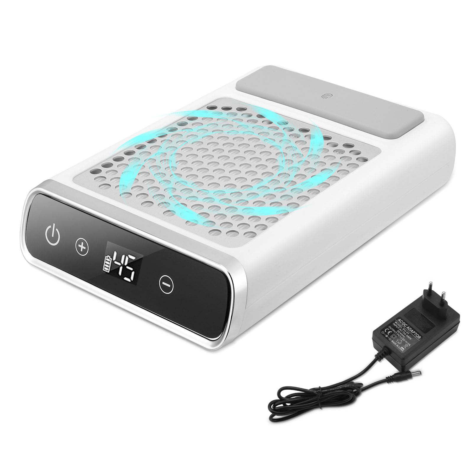 Aspirador de uñas inalámbrico de 80 W, Recargable Extractor De Polvo Para Uñas, Máquina Recolectora De Polvo De Uñas Para Uñas, Aspirador de Mesa Potente de Velocidad Ajustable para Arte de Uñas