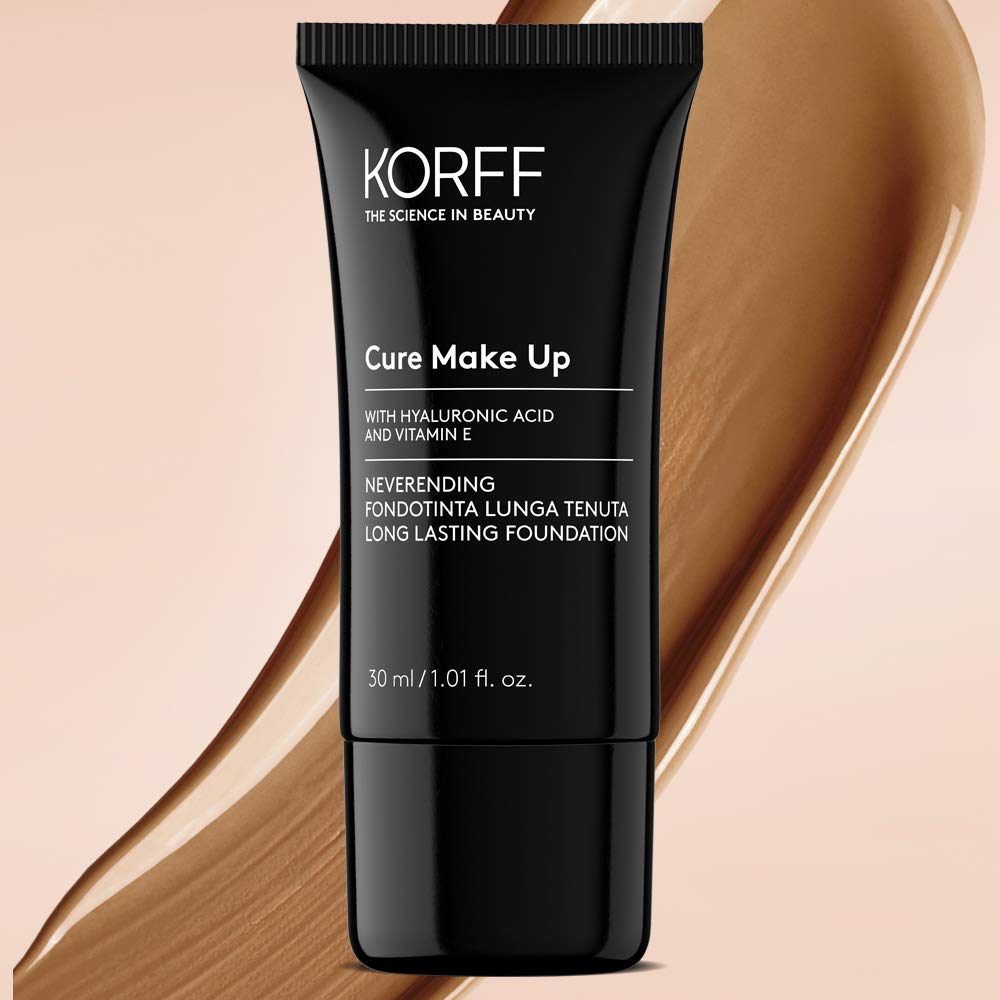 KORFF Fondotinta Crema, Effetto Matt, Lunga Tenuta, Copertura Media - Alta, Formula Anti-età Idratante con acido ialuronico